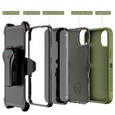 MyBat Pro Maverick Series Case w/ Holster and Tempered Glass for Apple iPhone 16e / 14 / 13 - Army GreenMyBat Pro